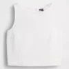 Keten Karışımlı Kısa Kesim Tank Top