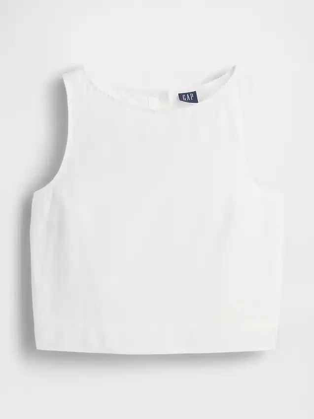 Keten Karışımlı Kısa Kesim Tank Top