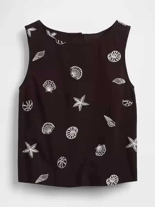 Keten Karışımlı Kısa Kesim Tank Top