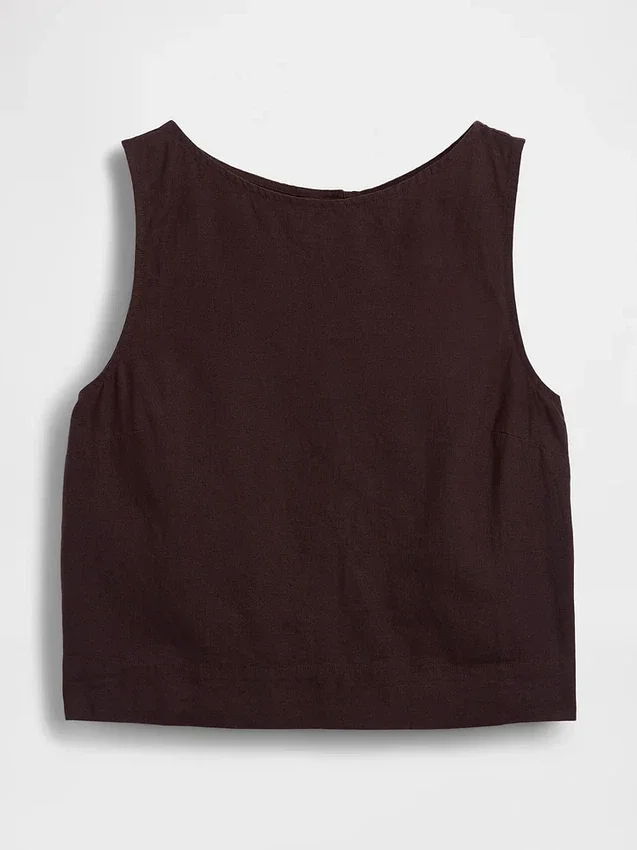 Keten Karışımlı Kısa Kesim Tank Top