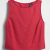 Keten Karışımlı Kısa Kesim Tank Top