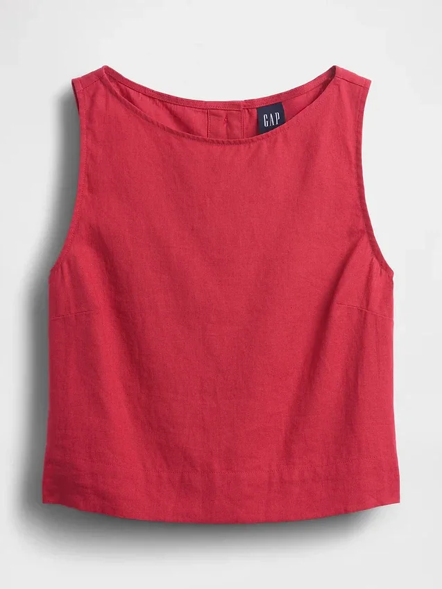 Keten Karışımlı Kısa Kesim Tank Top