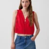 Keten Karışımlı İşlemeli Kısa Tank Top