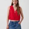 Keten Karışımlı İşlemeli Kısa Tank Top