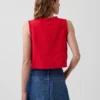 Keten Karışımlı İşlemeli Kısa Tank Top