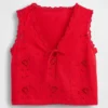 Keten Karışımlı İşlemeli Kısa Tank Top