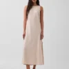 Keten Karışımlı Maxi Shift Elbise