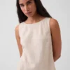 Keten Karışımlı Maxi Shift Elbise