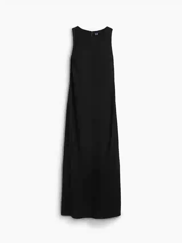 Keten Karışımlı Maxi Shift Elbise
