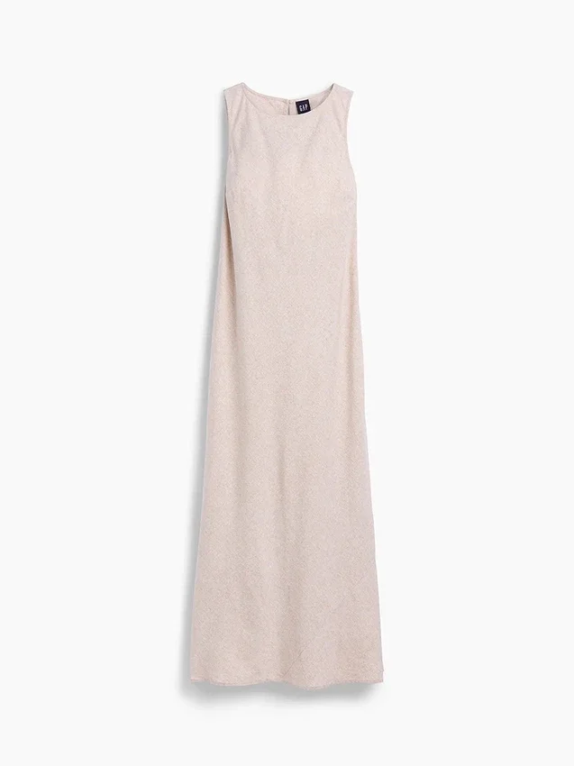 Keten Karışımlı Maxi Shift Elbise