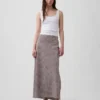 Keten Karışımlı Maxi Slip Etek