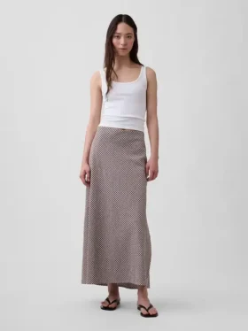 Keten Karışımlı Maxi Slip Etek