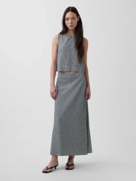 Keten Karışımlı Maxi Slip Etek