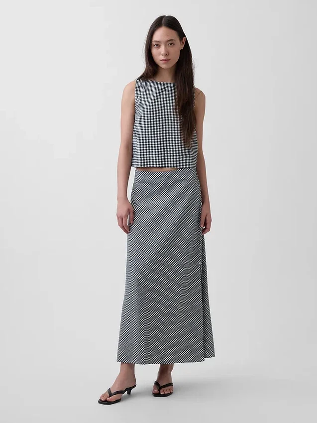 Keten Karışımlı Maxi Slip Etek