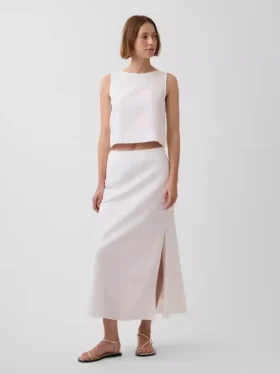 Keten Karışımlı Maxi Slip Etek