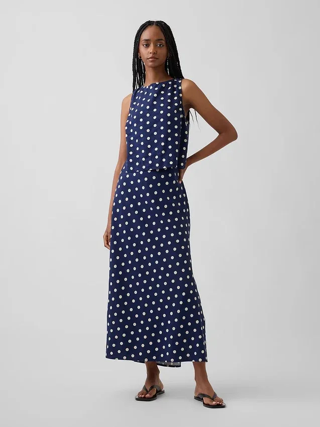 Keten Karışımlı Maxi Slip Etek