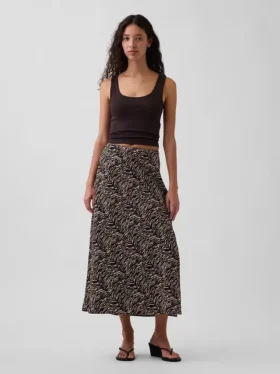 Keten Karışımlı Maxi Slip Etek