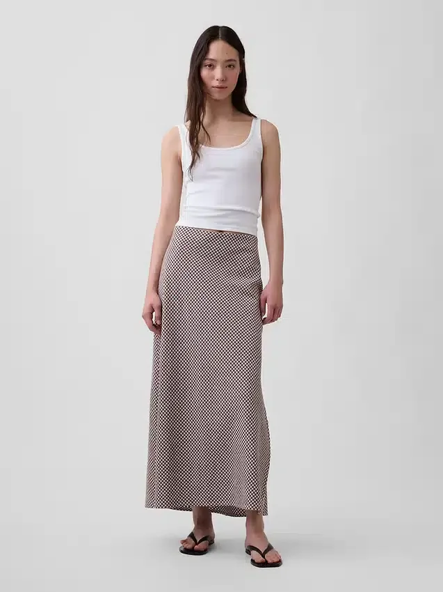 Keten Karışımlı Maxi Slip Etek