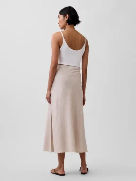 Keten Karışımlı Maxi Slip Etek