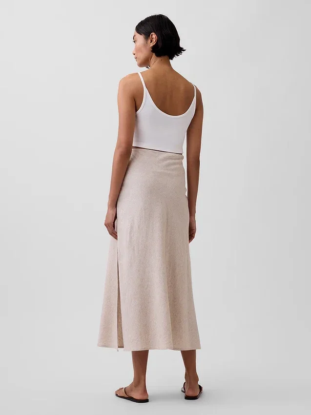 Keten Karışımlı Maxi Slip Etek