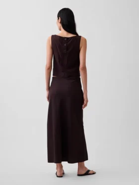 Keten Karışımlı Maxi Slip Etek