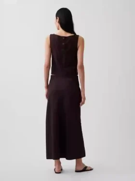 Keten Karışımlı Maxi Slip Etek