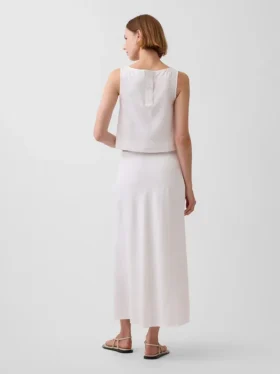 Keten Karışımlı Maxi Slip Etek