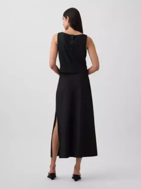 Keten Karışımlı Maxi Slip Etek