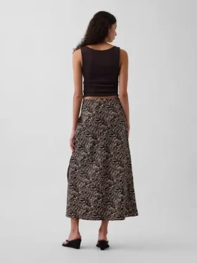 Keten Karışımlı Maxi Slip Etek
