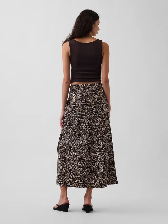 Keten Karışımlı Maxi Slip Etek