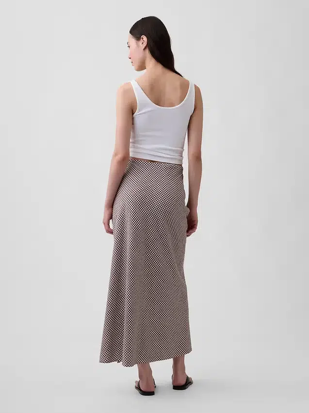 Keten Karışımlı Maxi Slip Etek