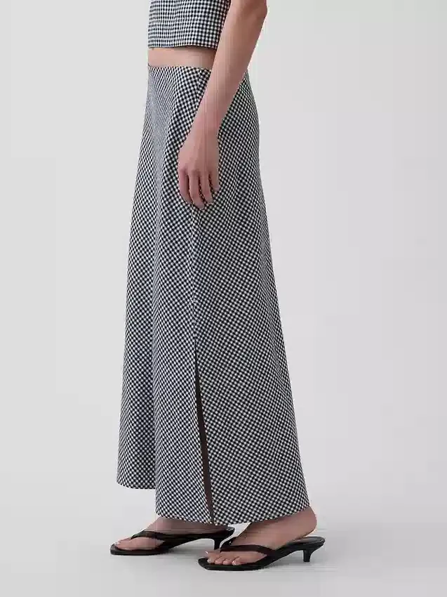Keten Karışımlı Maxi Slip Etek