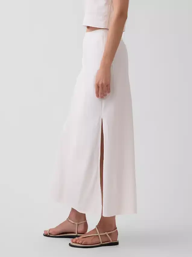 Keten Karışımlı Maxi Slip Etek
