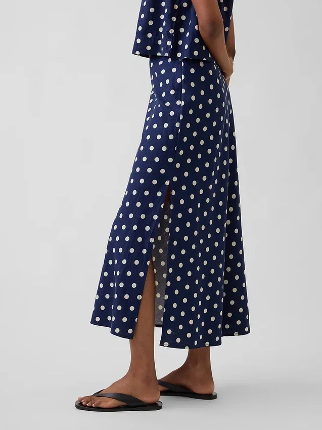Keten Karışımlı Maxi Slip Etek
