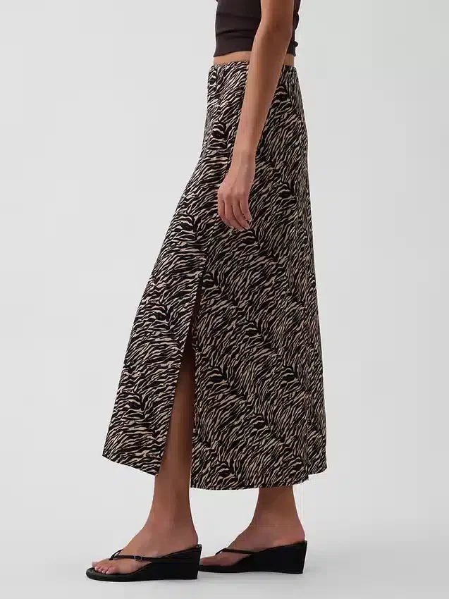 Keten Karışımlı Maxi Slip Etek