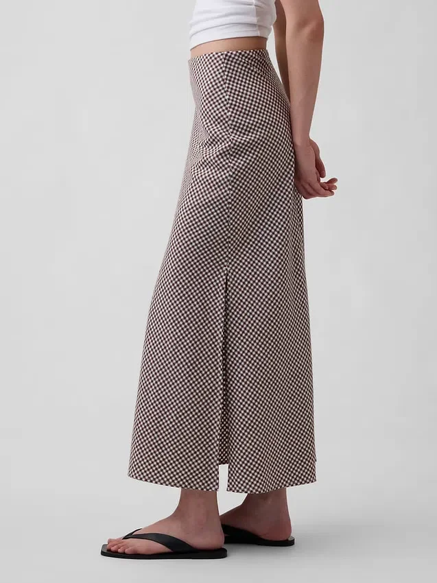 Keten Karışımlı Maxi Slip Etek