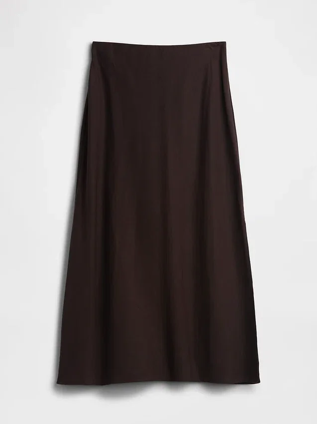 Keten Karışımlı Maxi Slip Etek