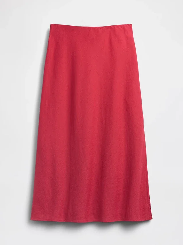 Keten Karışımlı Maxi Slip Etek