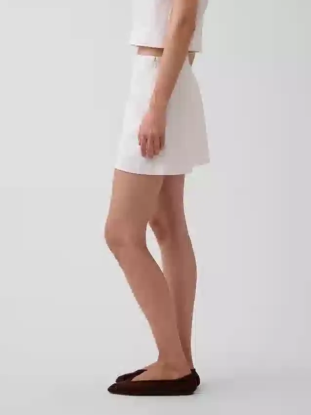 Keten Karışımlı Mini Etek-Şort