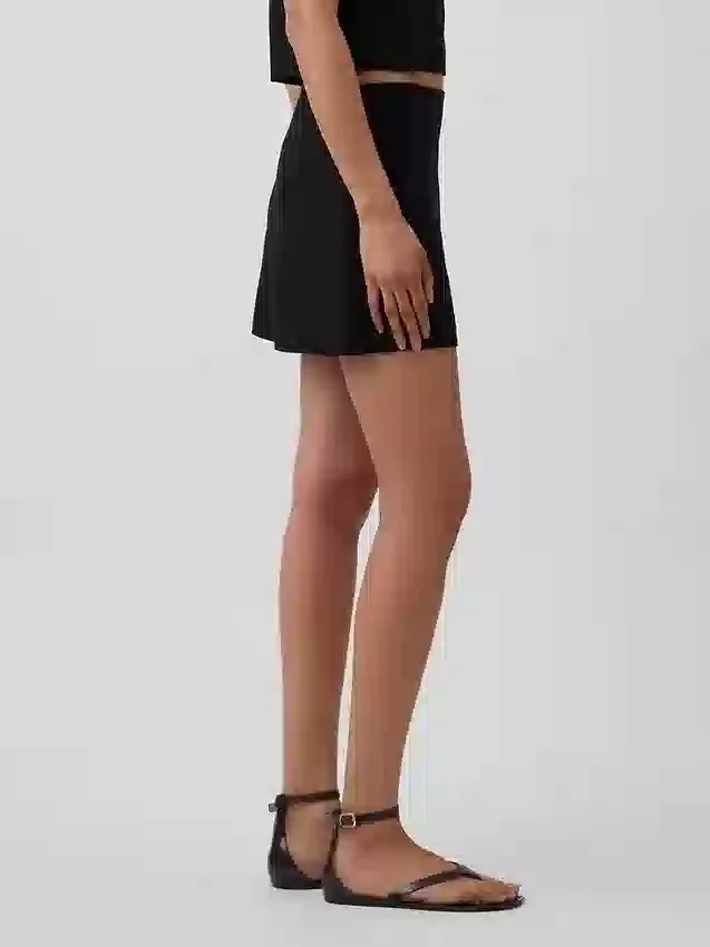 Keten Karışımlı Mini Etek-Şort