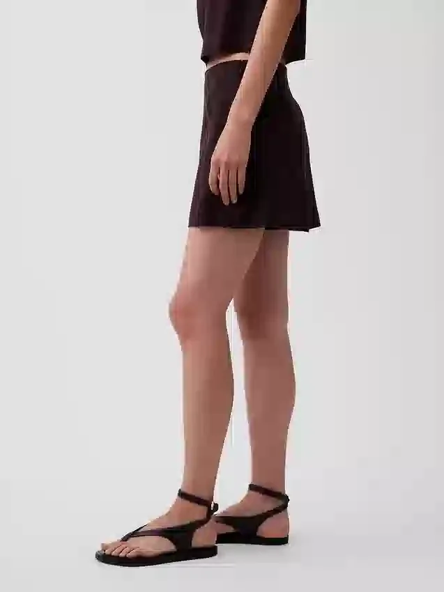 Keten Karışımlı Mini Etek-Şort