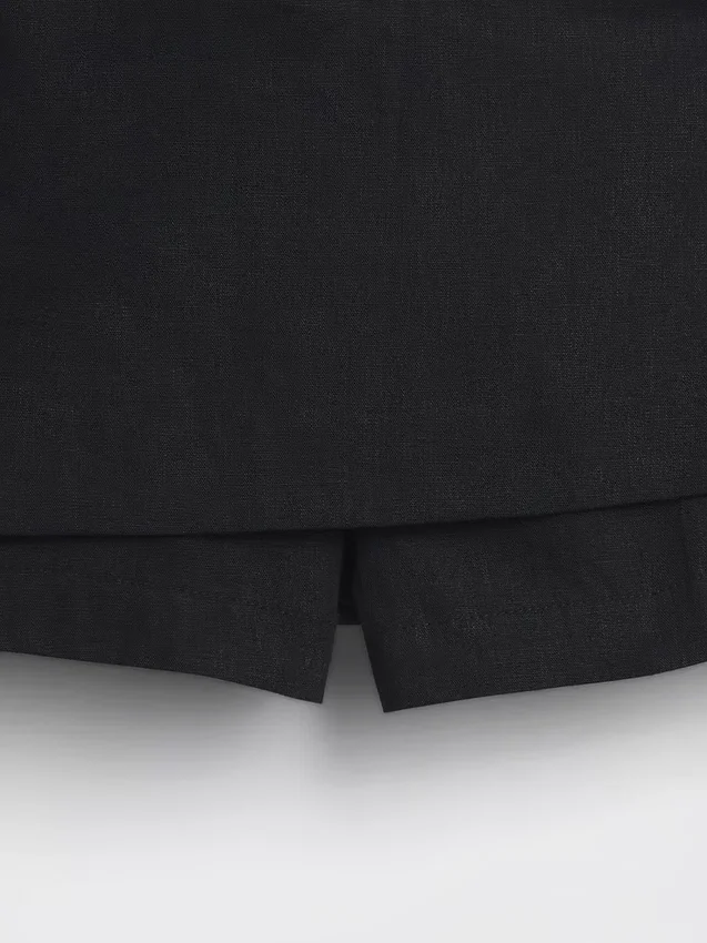 Keten Karışımlı Mini Etek-Şort