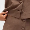 Keten Karışımlı Önden Düğmeli Mini Etek-Şort