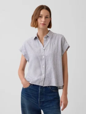 Keten Karışımlı Oversize Gömlek