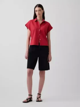 Keten Karışımlı Oversize Gömlek