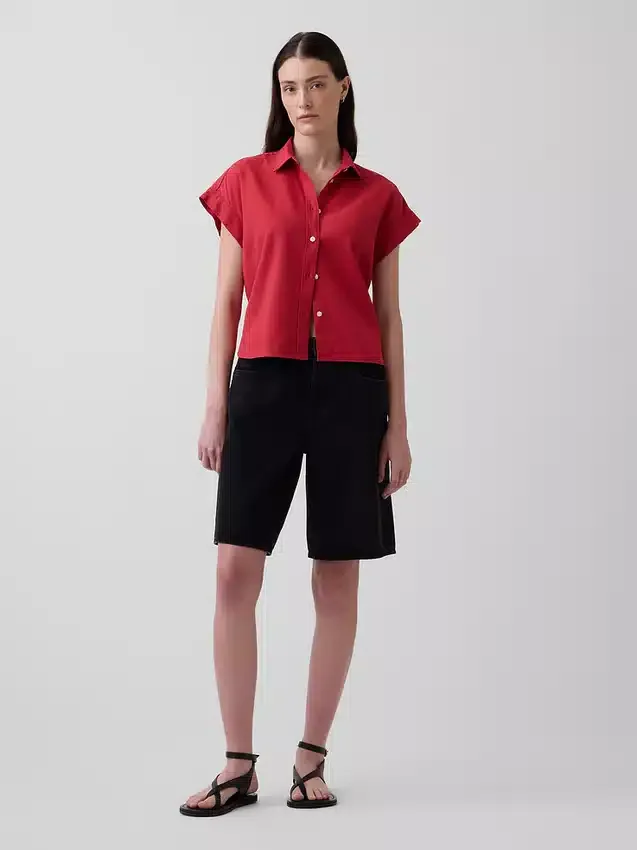 Keten Karışımlı Oversize Gömlek
