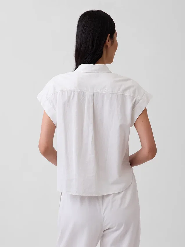 Keten Karışımlı Oversize Gömlek