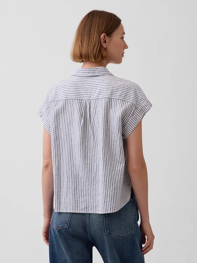 Keten Karışımlı Oversize Gömlek