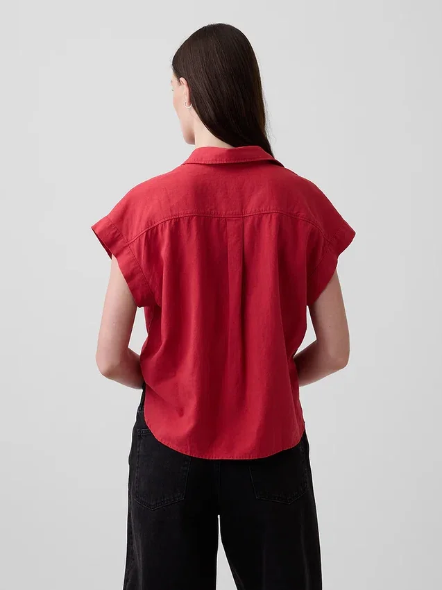 Keten Karışımlı Oversize Gömlek
