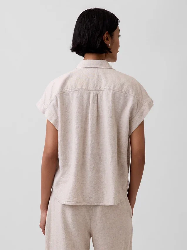 Keten Karışımlı Oversize Gömlek